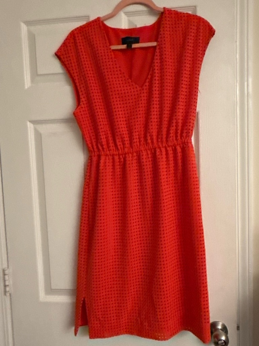 J. Crew Orange Eyelet Midi Dress